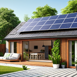 ** A modern, eco-friendly home with solar panels and a lush garden. Emphasis on energy efficiency and green features.

**