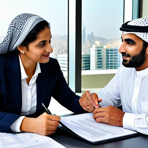 Financial Advisor Meeting**

"A professional financial advisor, fully clothed in modest business attire, meeting with a mature Arab client in a modern office setting. They are reviewing investment documents and discussing retirement planning. The office has a clean, professional aesthetic with a view of a cityscape. Appropriate content, safe for work, perfect anatomy, correct proportions, natural pose, professional photography, high quality."

**