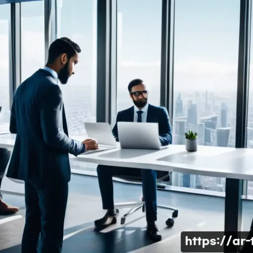 세무조정계산서 작성 - **Prompt:** "A diverse group of modern professionals, including individuals of Arab descent, are col...