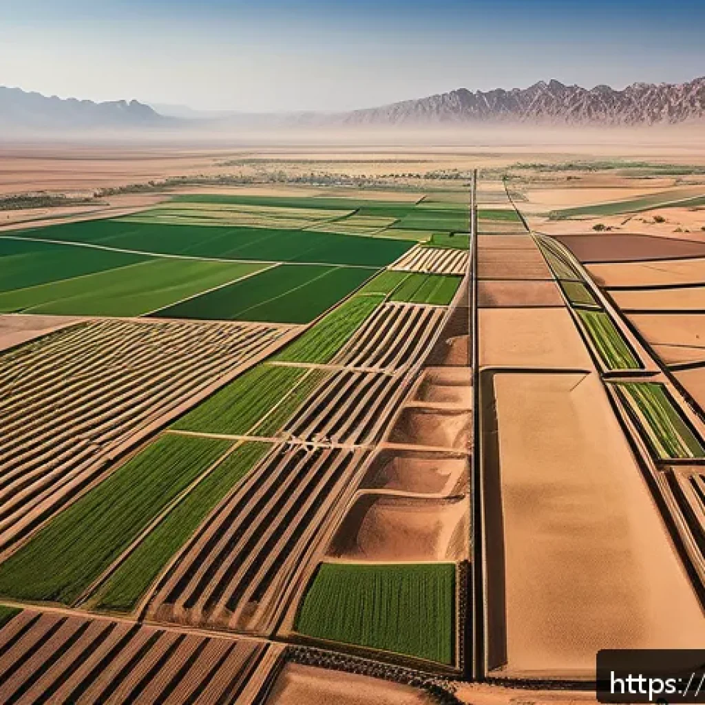 농지 취득과 세금 문제 - A detailed aerial view of a lush agricultural landscape in Saudi Arabia, showcasing diverse soil typ...