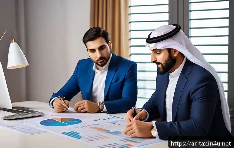 양도세 분할 납부 방법 - A professional Middle Eastern real estate investor consulting with a tax advisor in a modern office ...