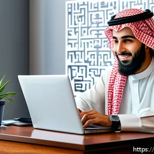 Home 17 세금 환급 계좌 등록 방법 - A detailed digital illustration of an Arab man in traditional attire (thobe and keffiyeh) sitting at...